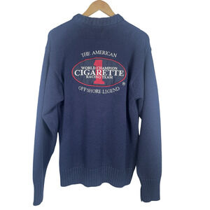 Cigarette Racing Team Sweater Mens Large Blue Crewneck Graphic Offshore